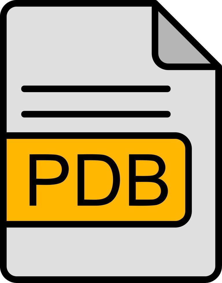 pdb archivo formato línea lleno icono vector