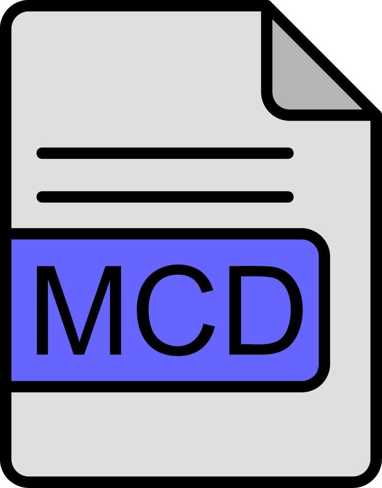 mcd archivo formato línea lleno icono vector