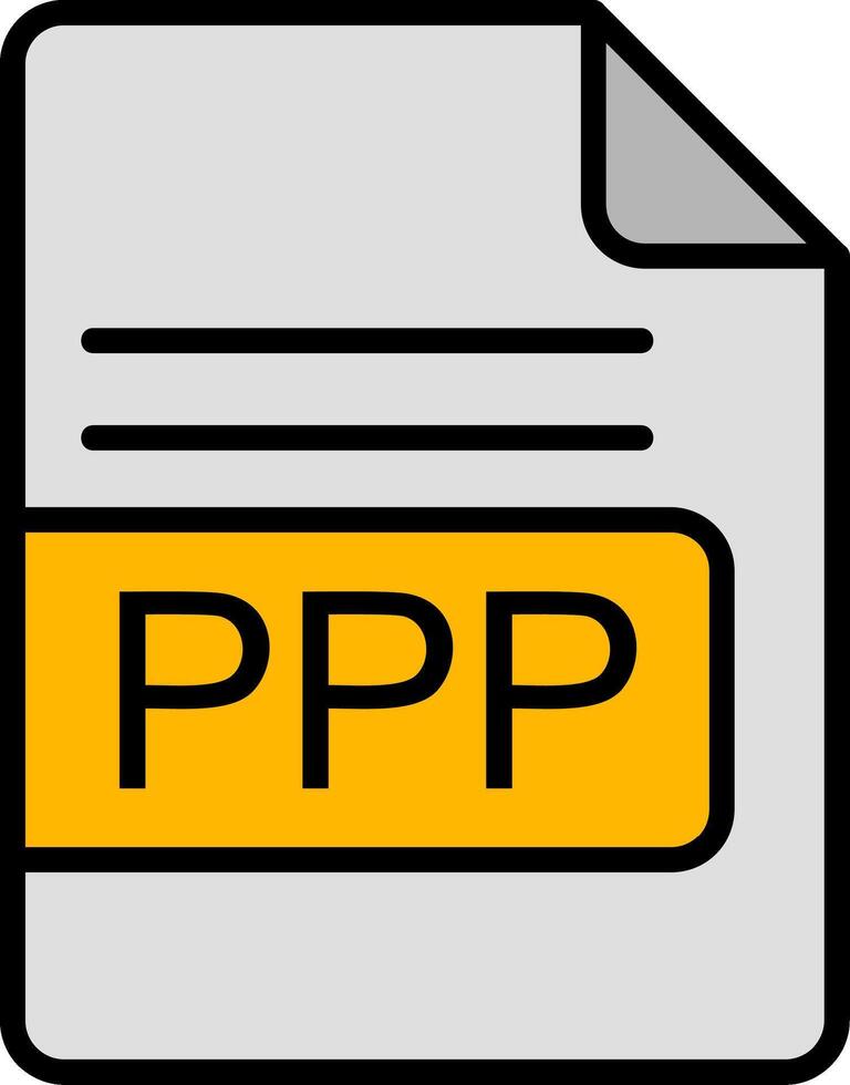 PPP File Format Line Filled Icon vector