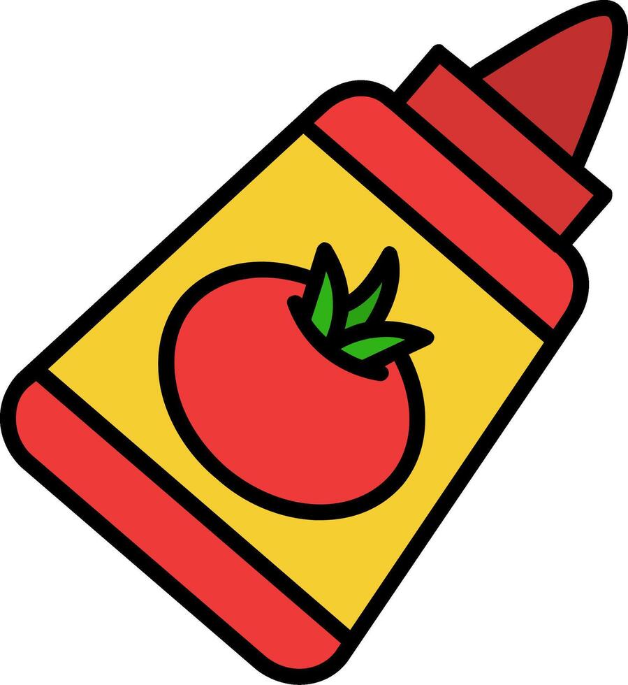 tomate salsa de tomate línea lleno icono vector