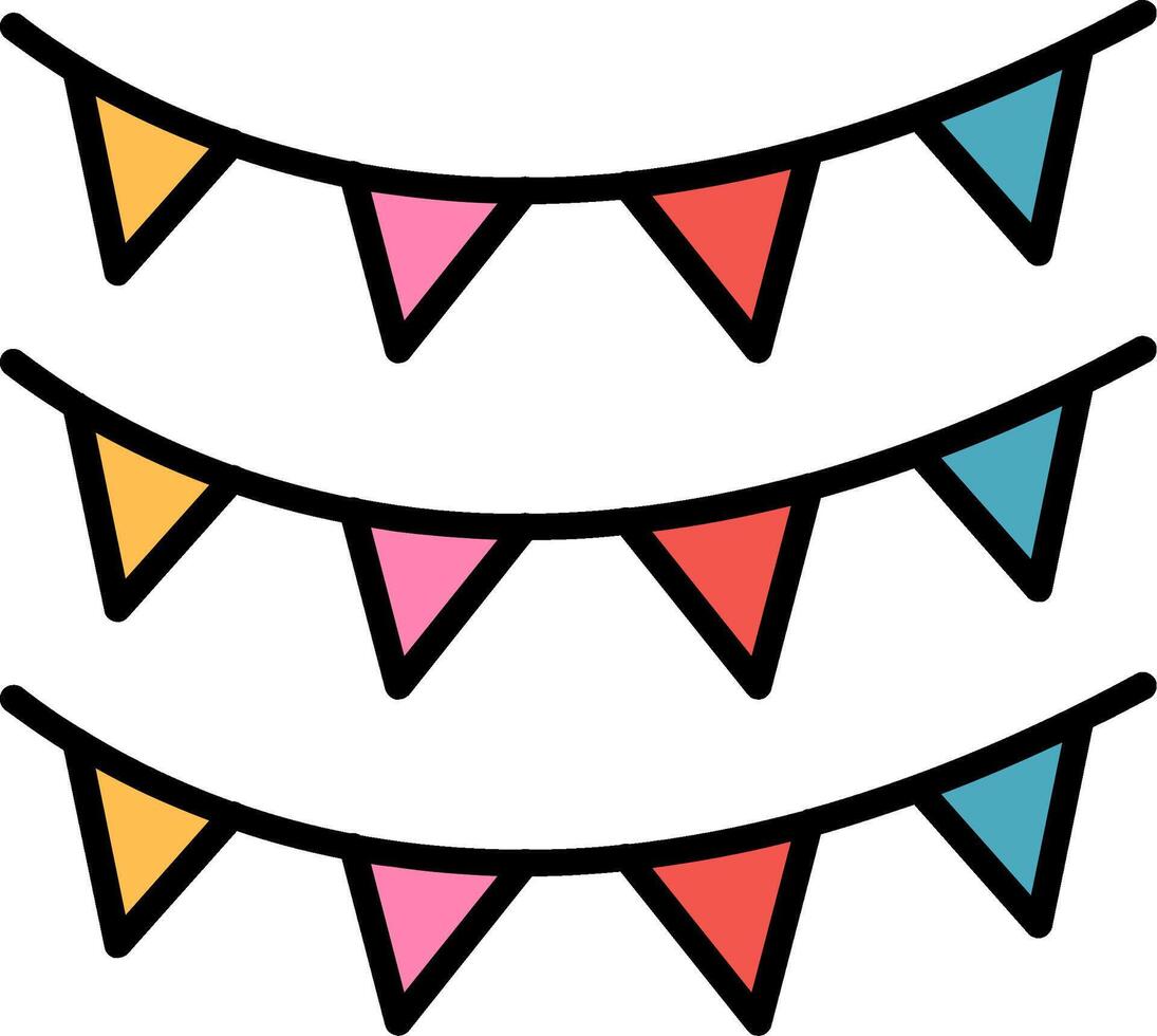 Bunting Line Filled Icon vector