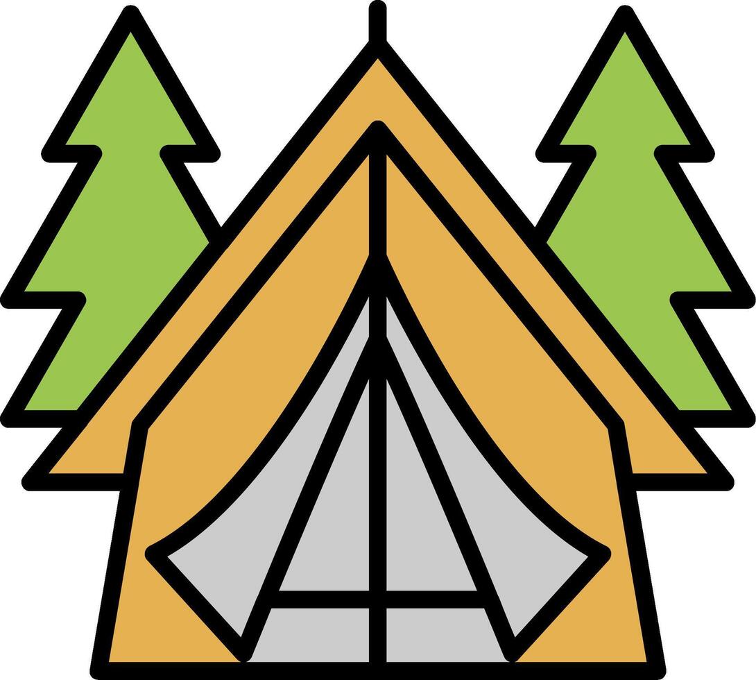 Tent Line Filled Icon vector