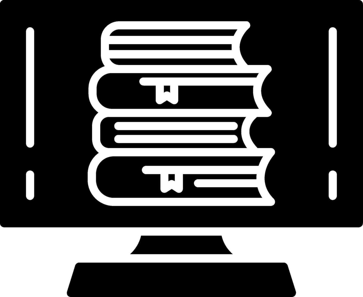 icono de glifo de biblioteca en línea vector