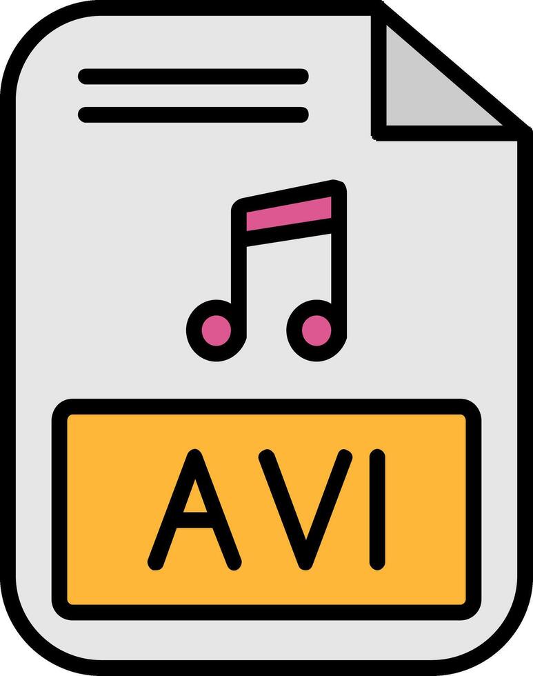 Avi Line Filled Icon vector