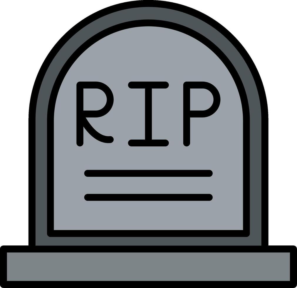 icono lleno de línea de cementerio vector