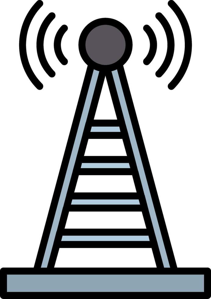Radio Tower Line Filled Icon vector