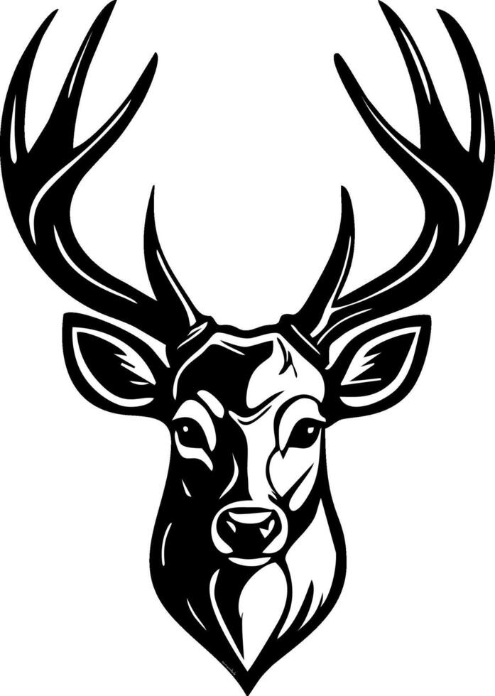 Deer head with large horns vector