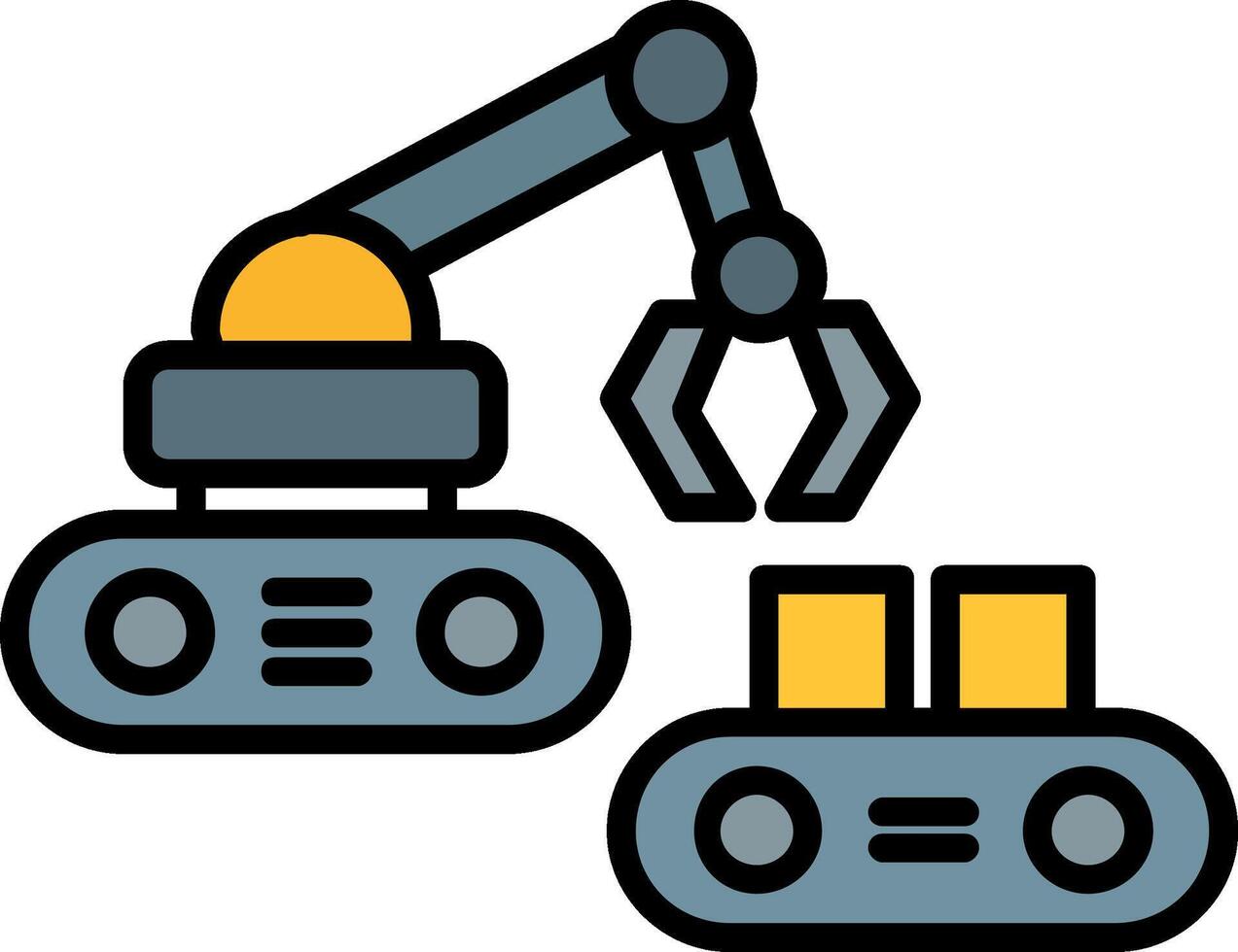 Robotic Produce Sorting Line Filled Icon vector