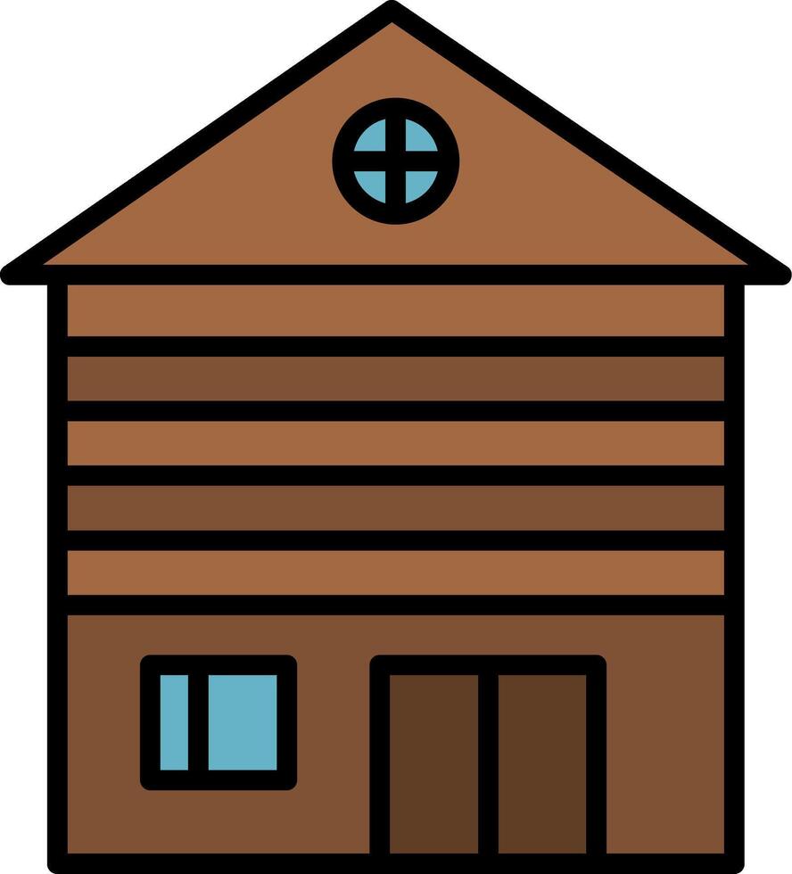 Wooden House Line Filled Icon vector