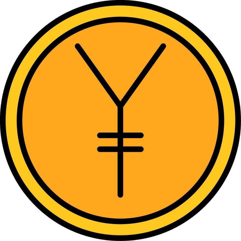 Yen Line Filled Icon vector