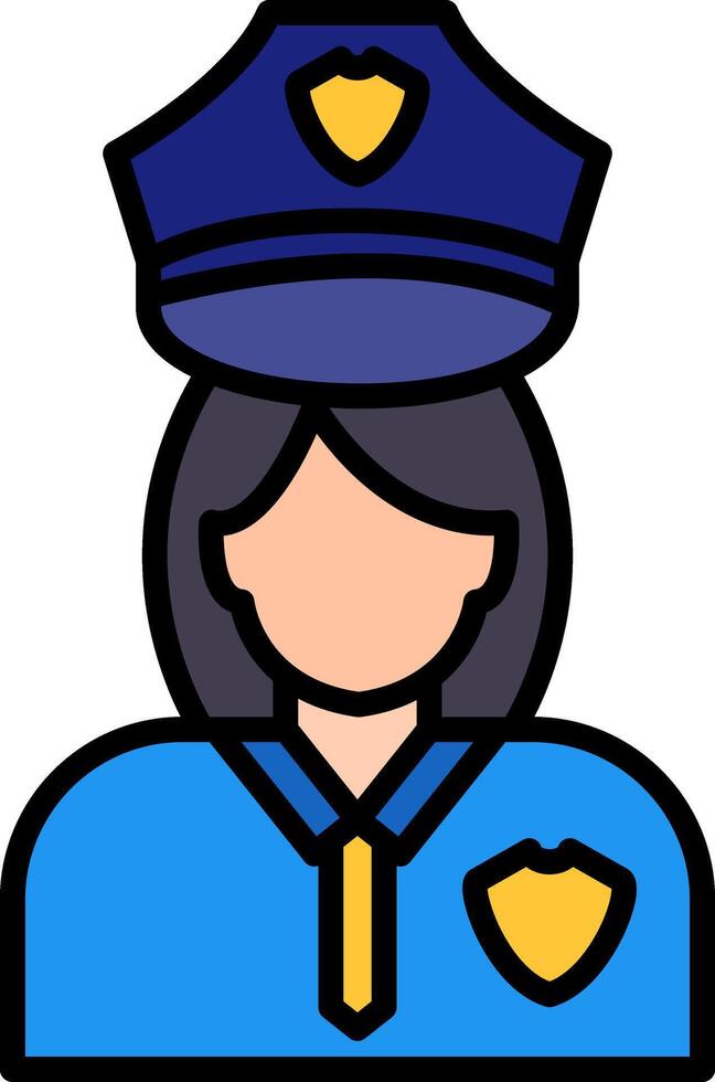 policía mujer línea lleno icono vector