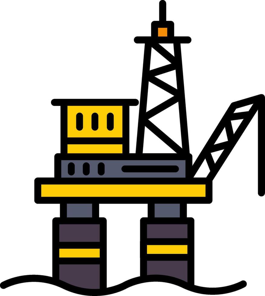 Drilling Rig Line Filled Icon vector