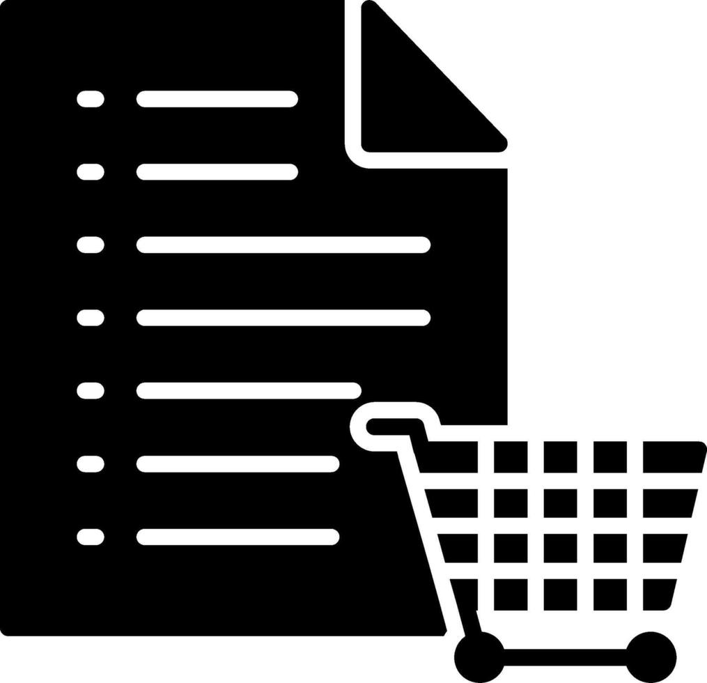 icono de glifo de lista de compras vector