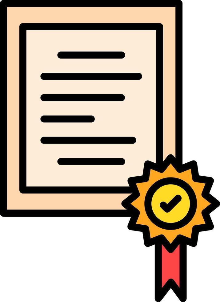 icono lleno de línea de certificado vector