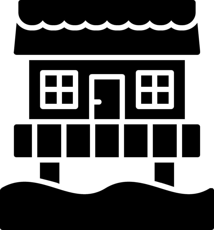 Beach Hut Glyph Icon vector