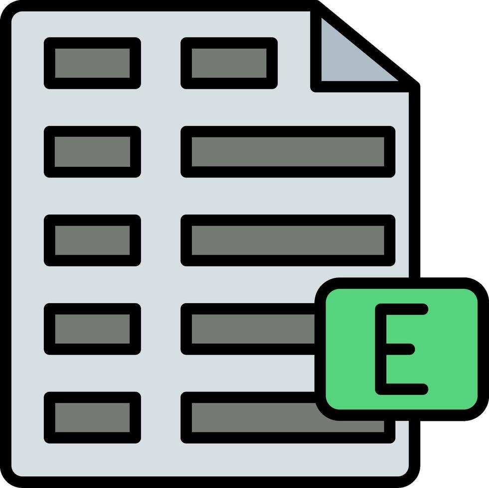 Excel Line Filled Icon vector