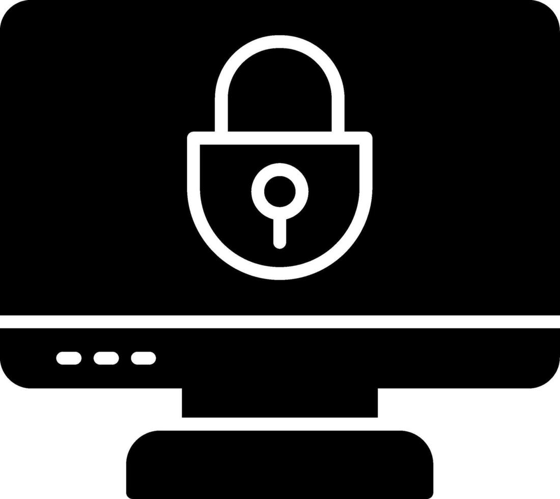 Locked Computer Glyph Icon vector