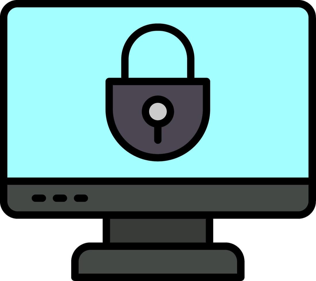 Locked Computer Line Filled Icon vector