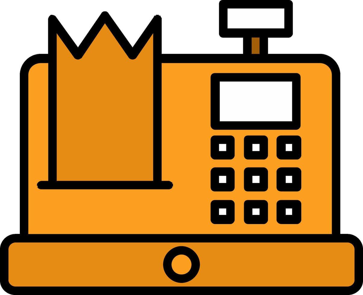 Cash Register Line Filled Icon vector