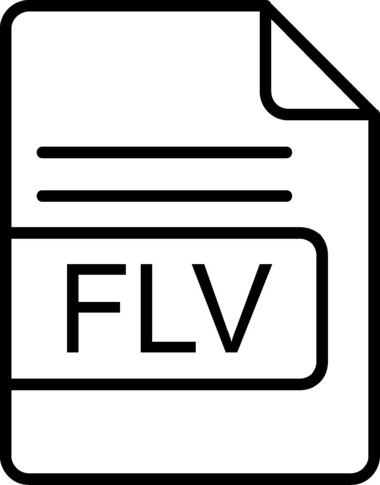 flv archivo formato línea icono vector