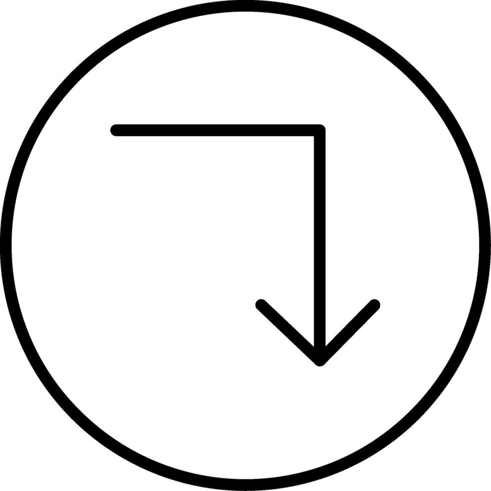 Turn Down Line Icon vector