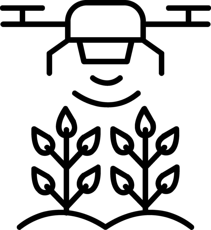 icono de línea de drones agrícolas vector