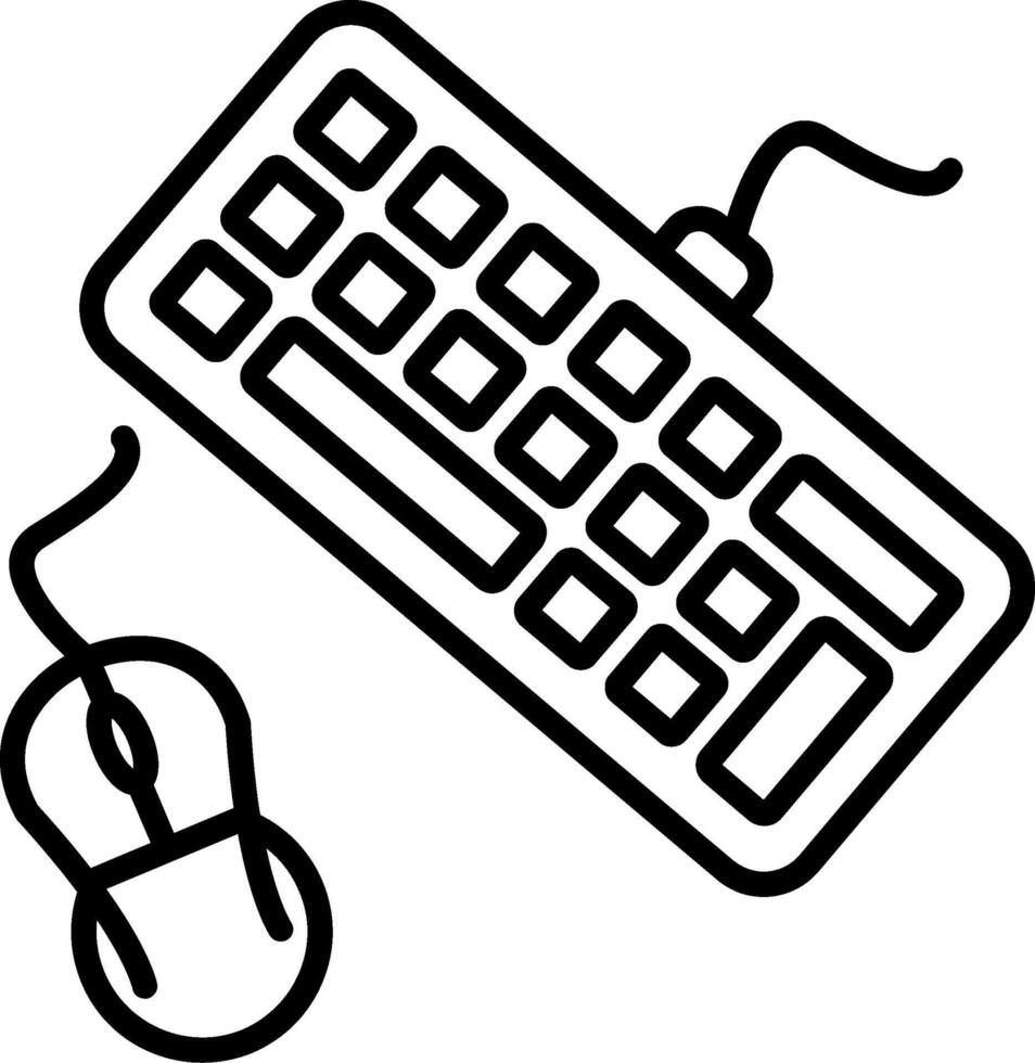 Keyboard And Mouse Line Icon vector