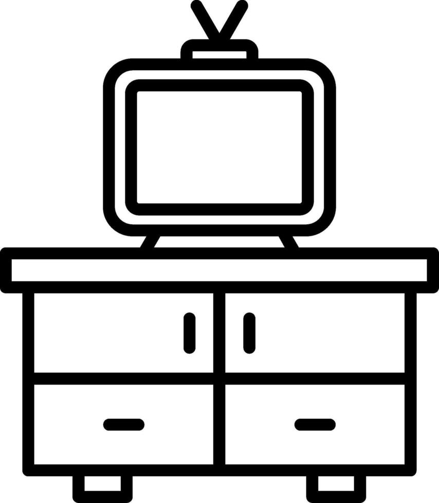 Tv Table Line Icon vector