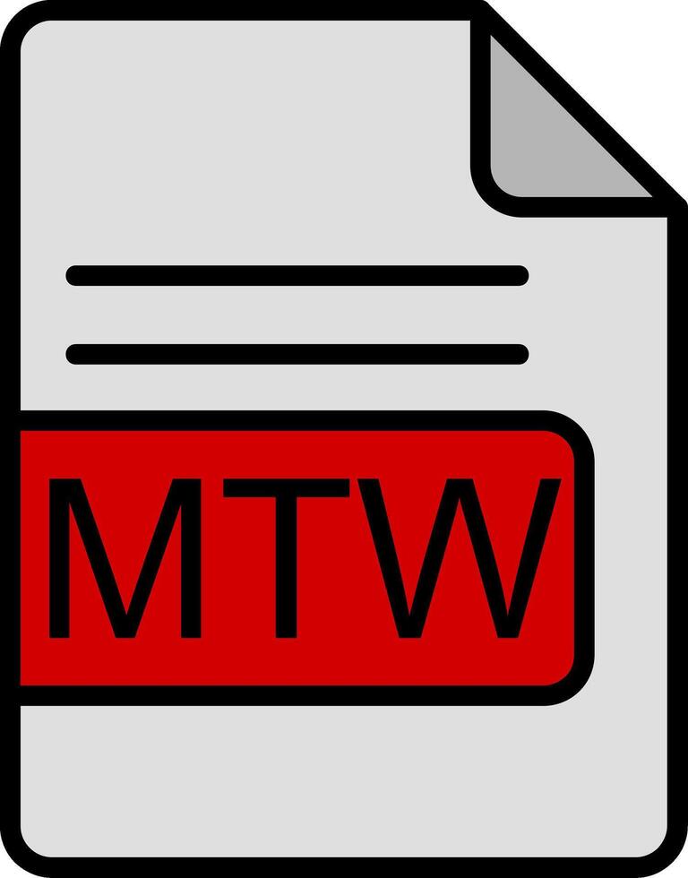mtw archivo formato línea lleno icono vector