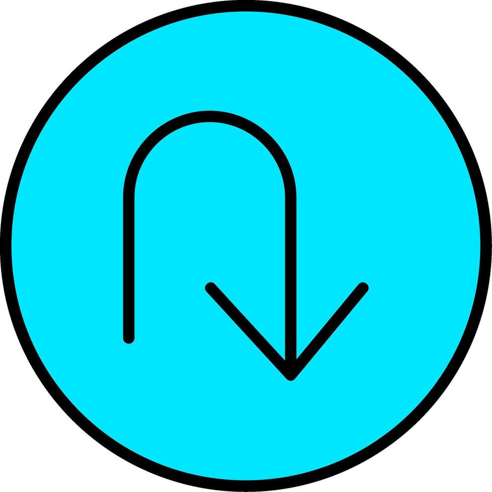 U Turn Line Filled Icon vector