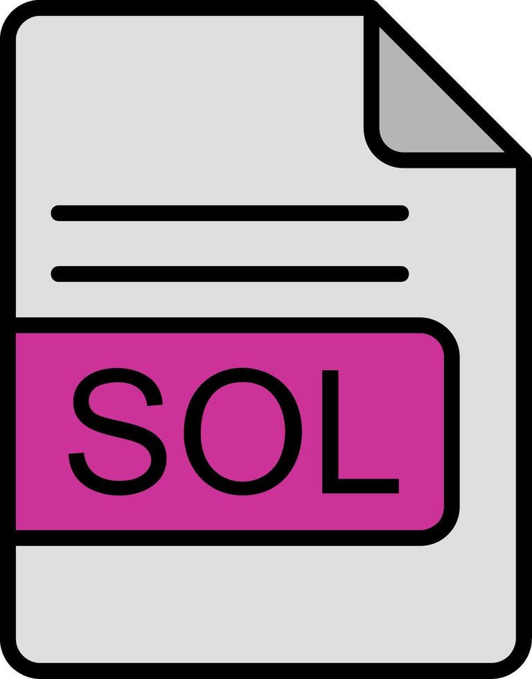 SOL File Format Line Filled Icon vector