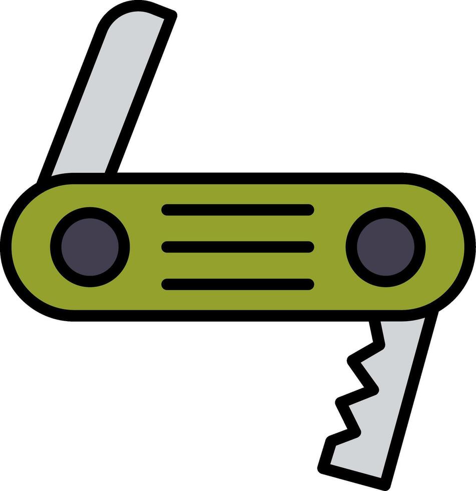 suizo Ejército cuchillo línea lleno icono vector