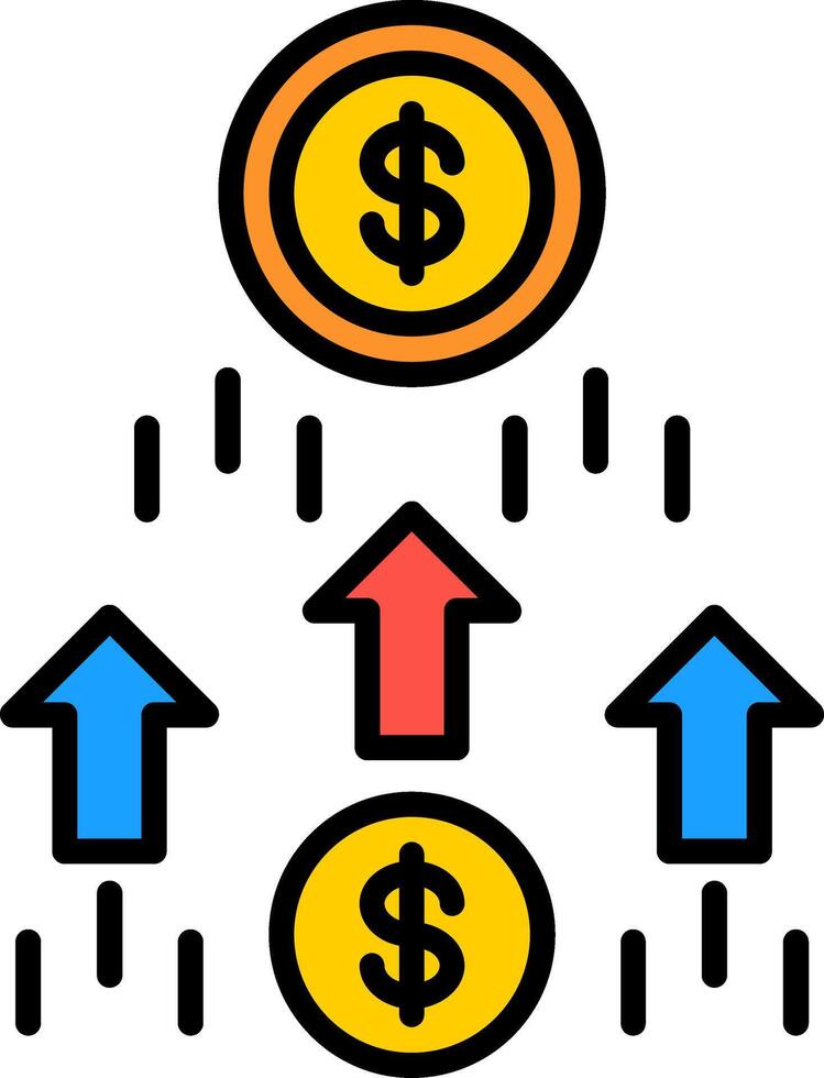 Money Growth Line Filled Icon vector