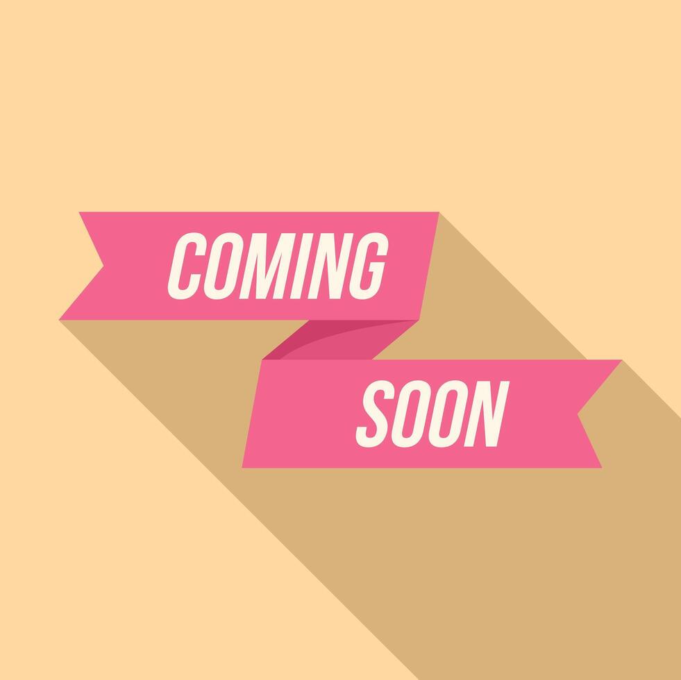 Coming soon sign icon flat . New information vector