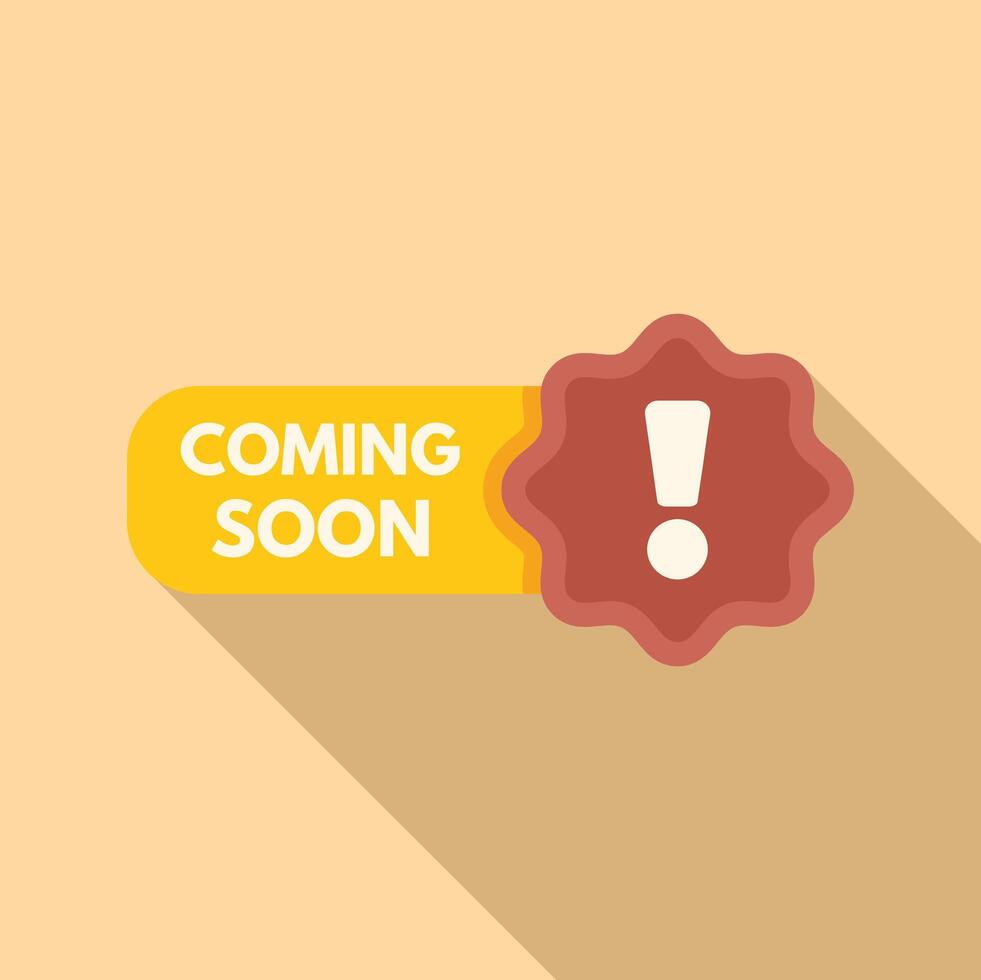 Fast coming soon icon flat . Urgent new brand vector