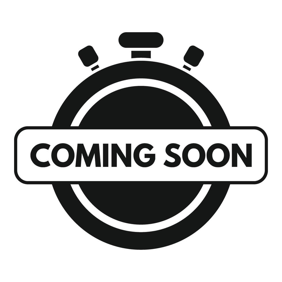 Coming soon stopwatch icon simple . Advert new brand vector