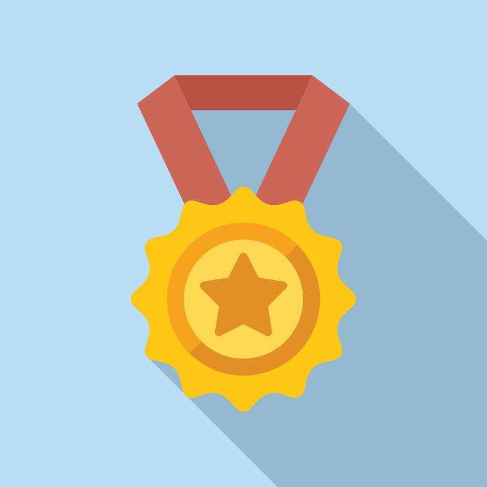 Gold medal leader icon flat . Success prize vector