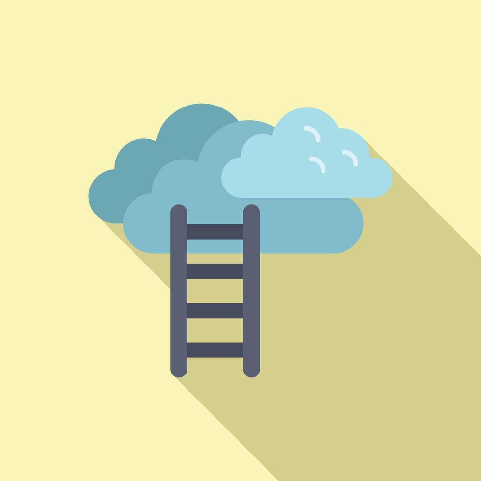 Ladder to cloud icon flat . Success goal vector