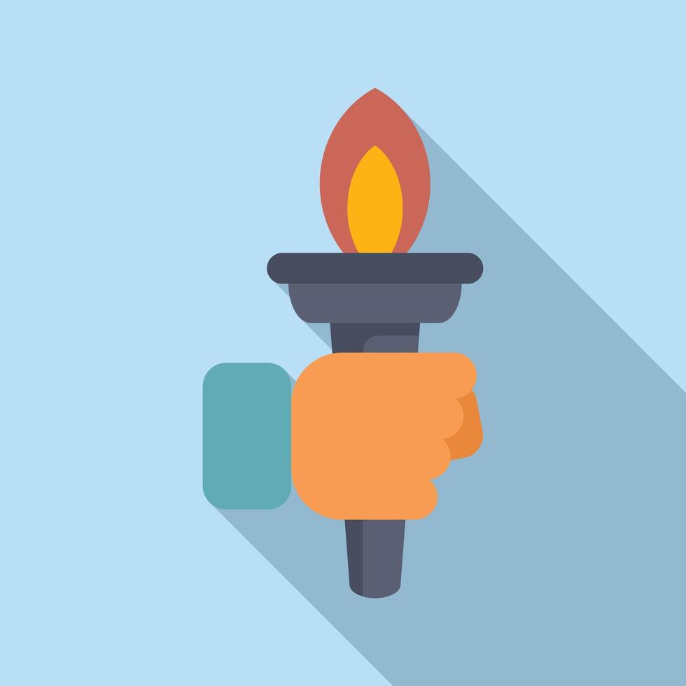 Handle torch leader icon flat . Burning flame vector