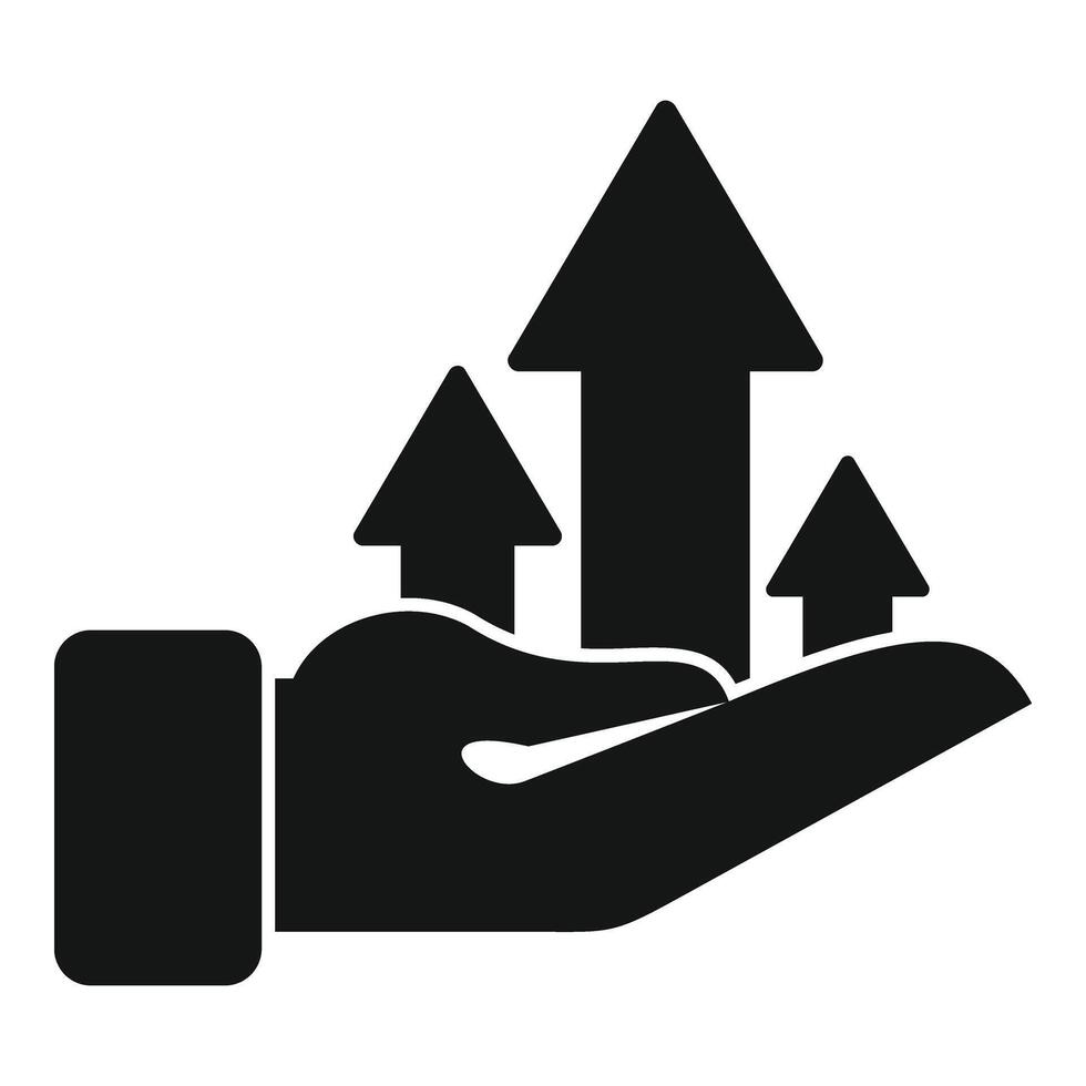 Hand care graph arrows icon simple . Business management vector