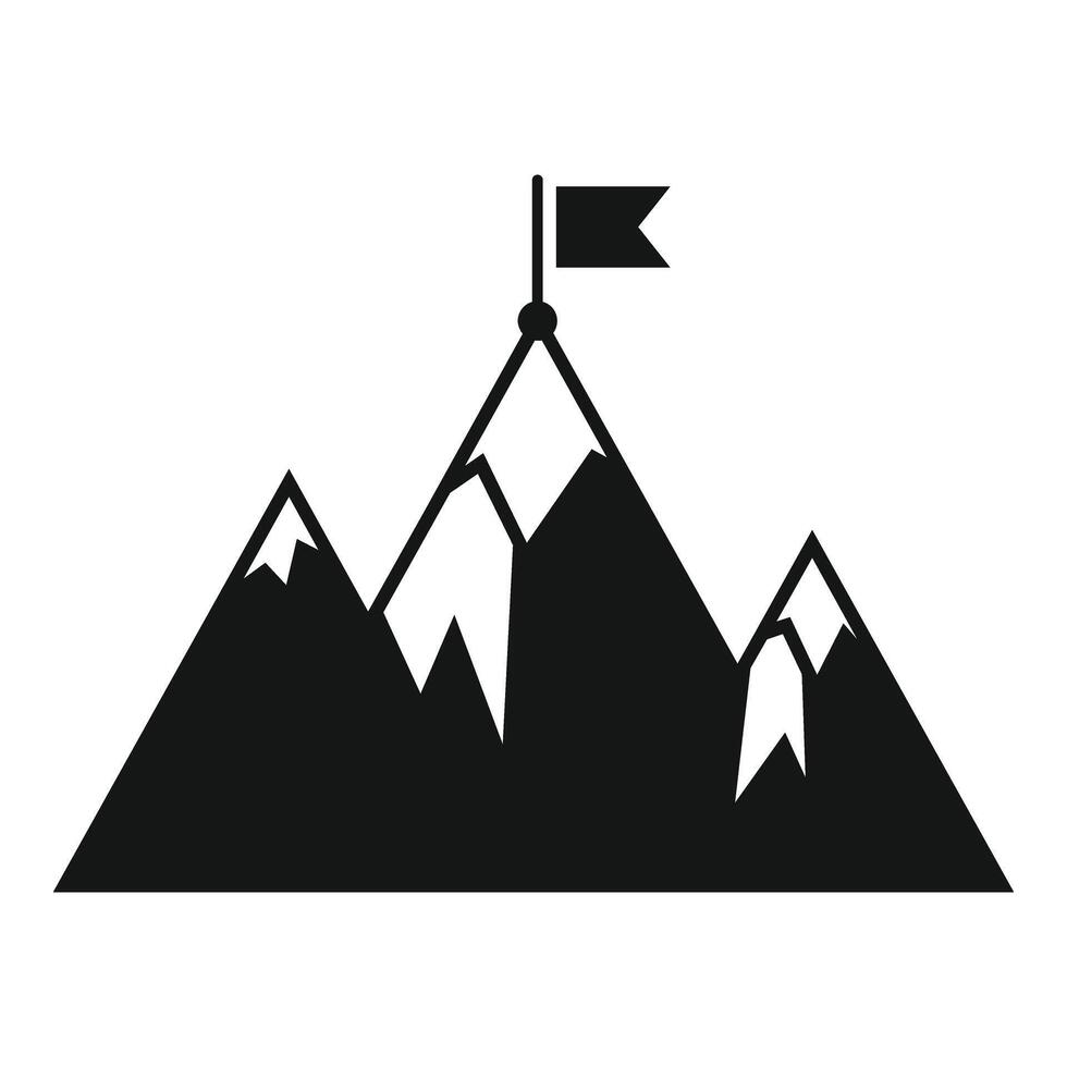 Mountain peak flag target icon simple . Success goal vector