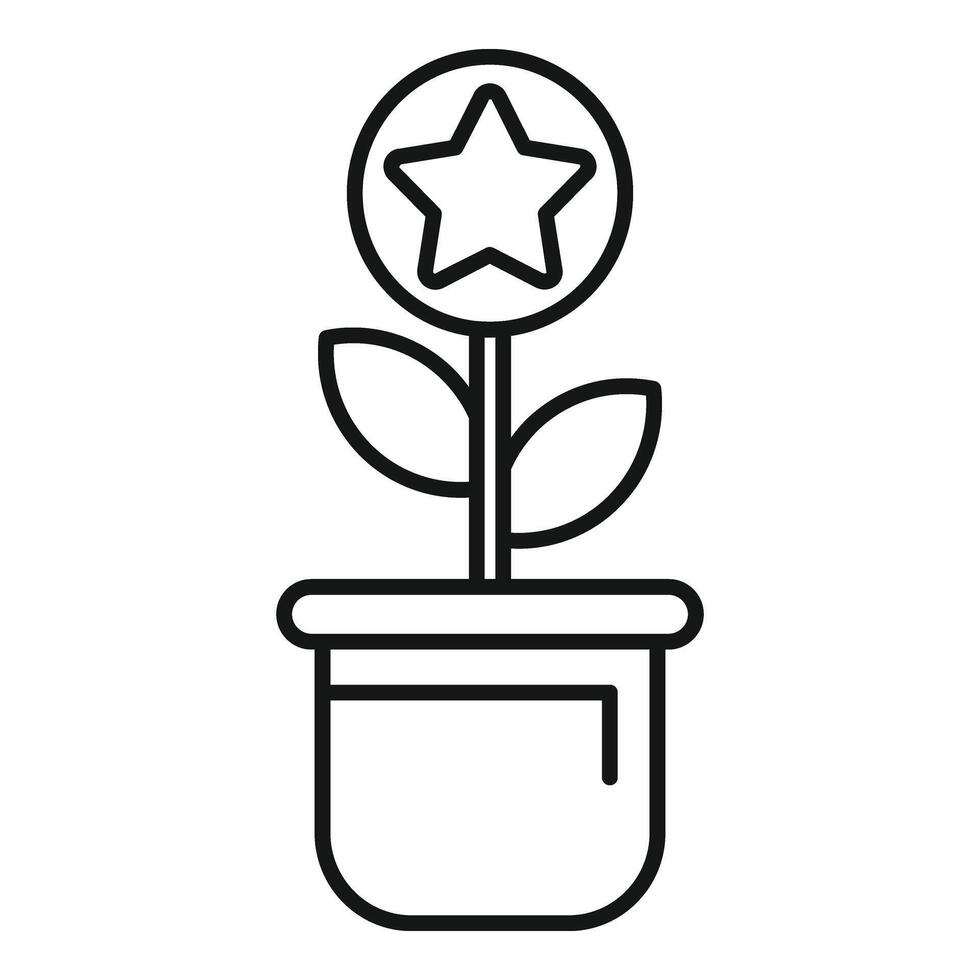 Finance star plant pot icon outline . Business growing vector