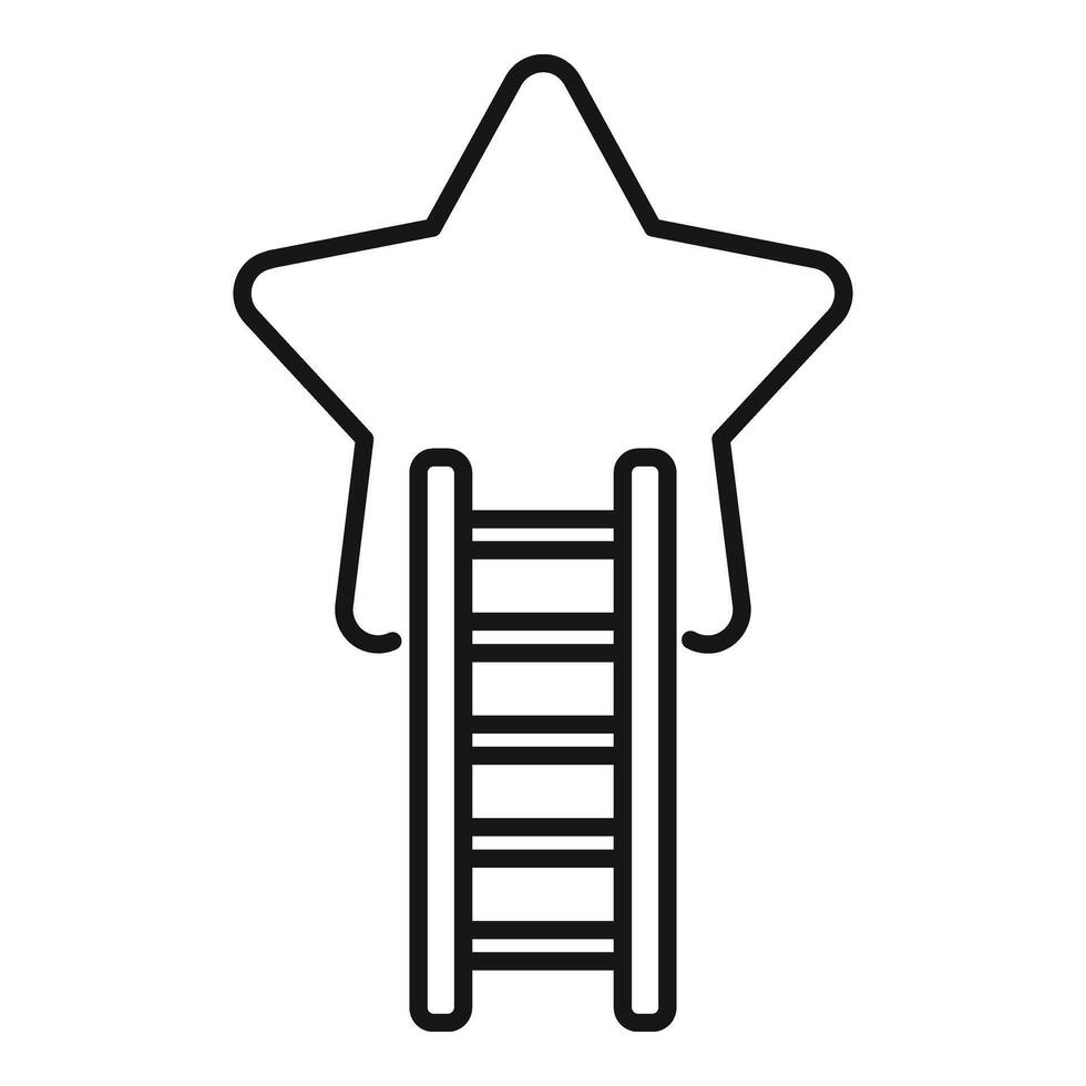 Ladder to success star icon outline . Business route to win vector