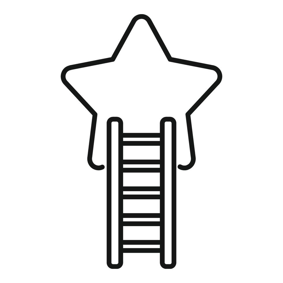 Ladder to success star icon outline . Business route to win vector