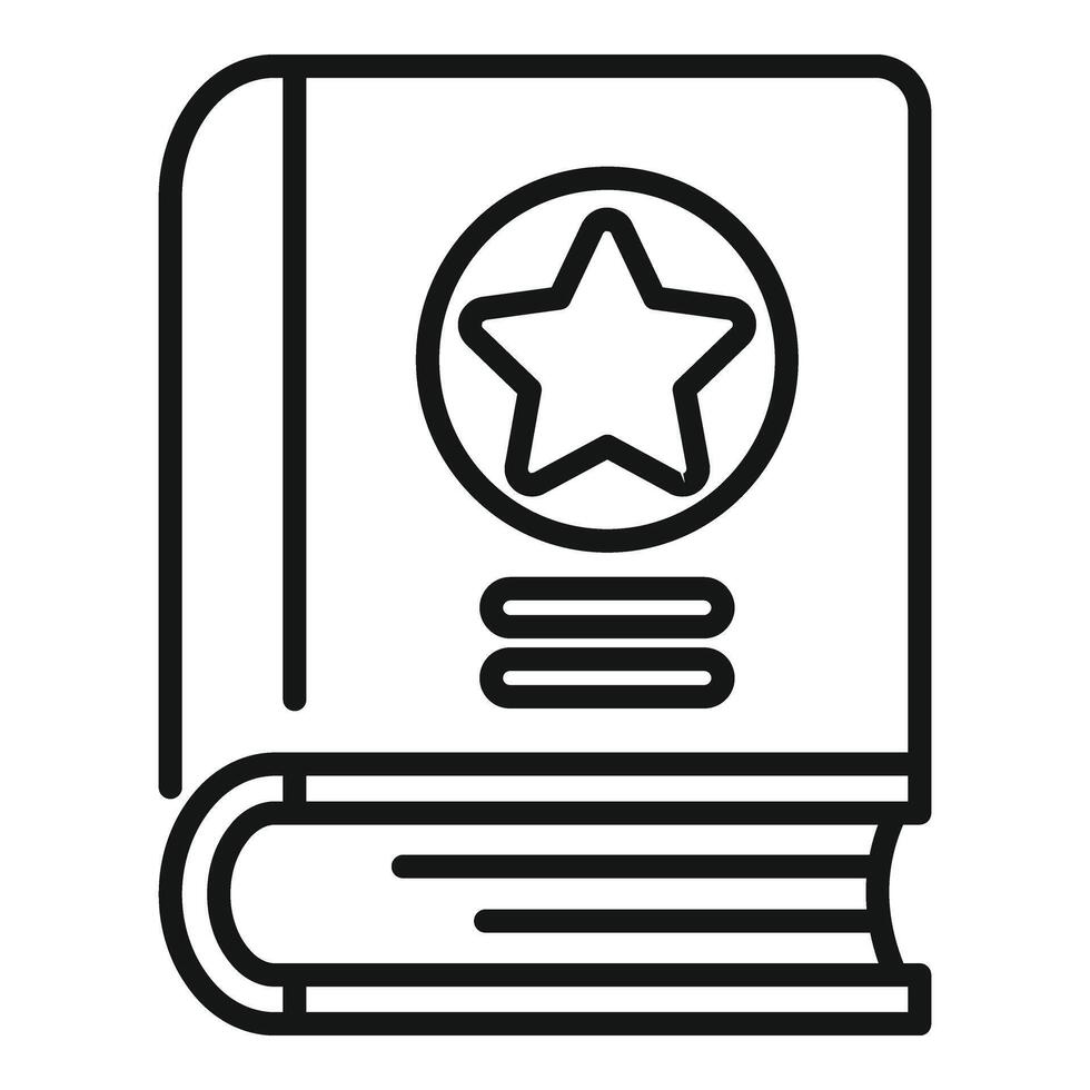 Leadership book icon outline . Lecture training vector