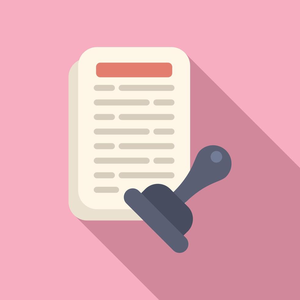 Mark disclaimer paper icon flat . Protection law vector