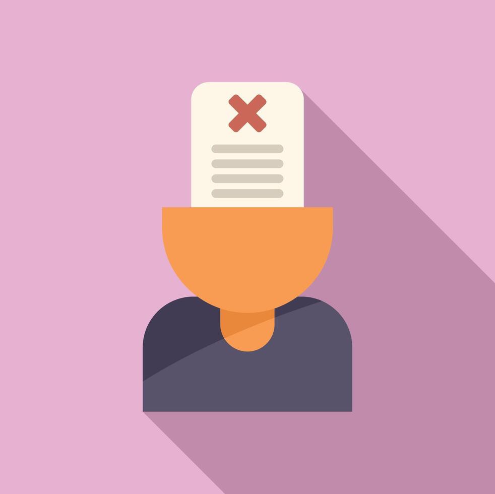 Person mind disclaimer icon flat . Paper document vector