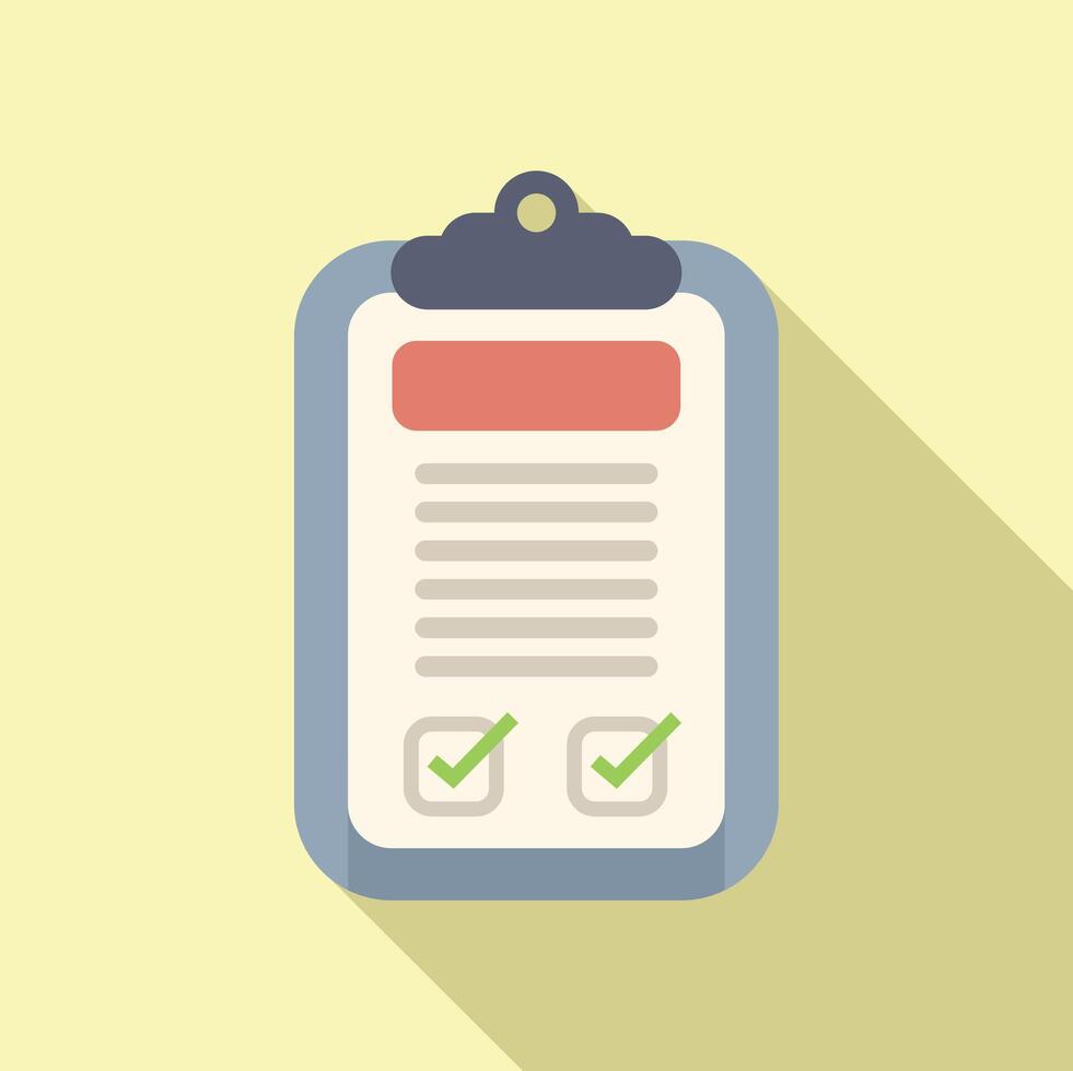 Clipboard checked disclaimer icon flat . Letter notice vector