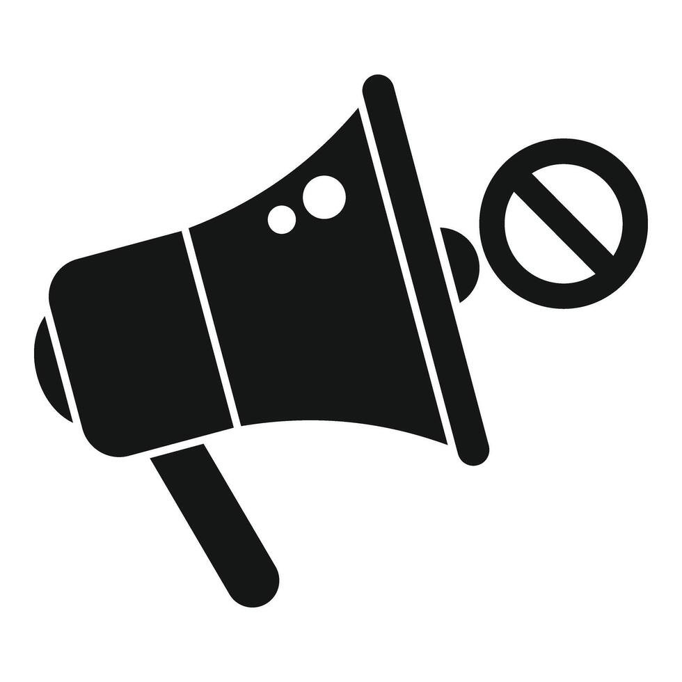 Rejected megaphone speech icon simple . Modern law vector