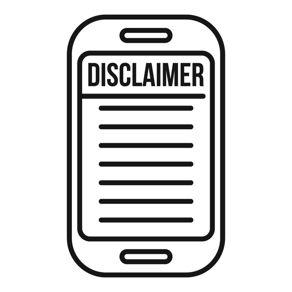 Online device terms icon outline . Disclaimer term vector